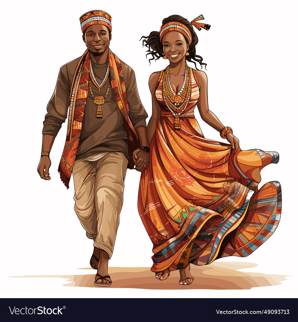 African couple hand-drawn comic Royalty Free Vector Image