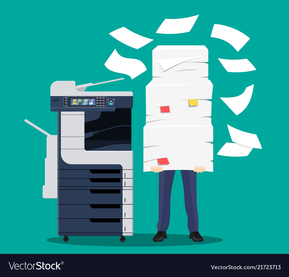 Businessman in pile of papers Royalty Free Vector Image