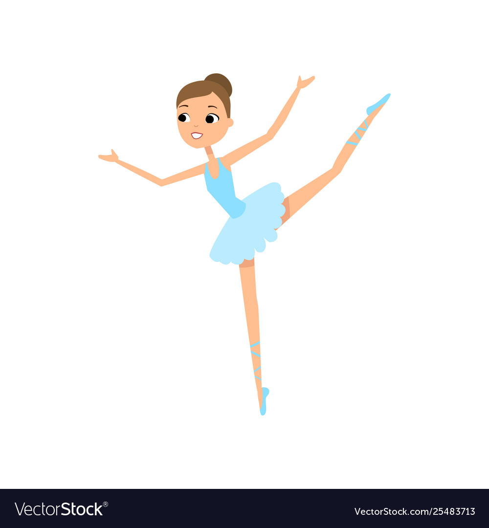 Cute dancing young ballerina girl in blue dress Vector Image