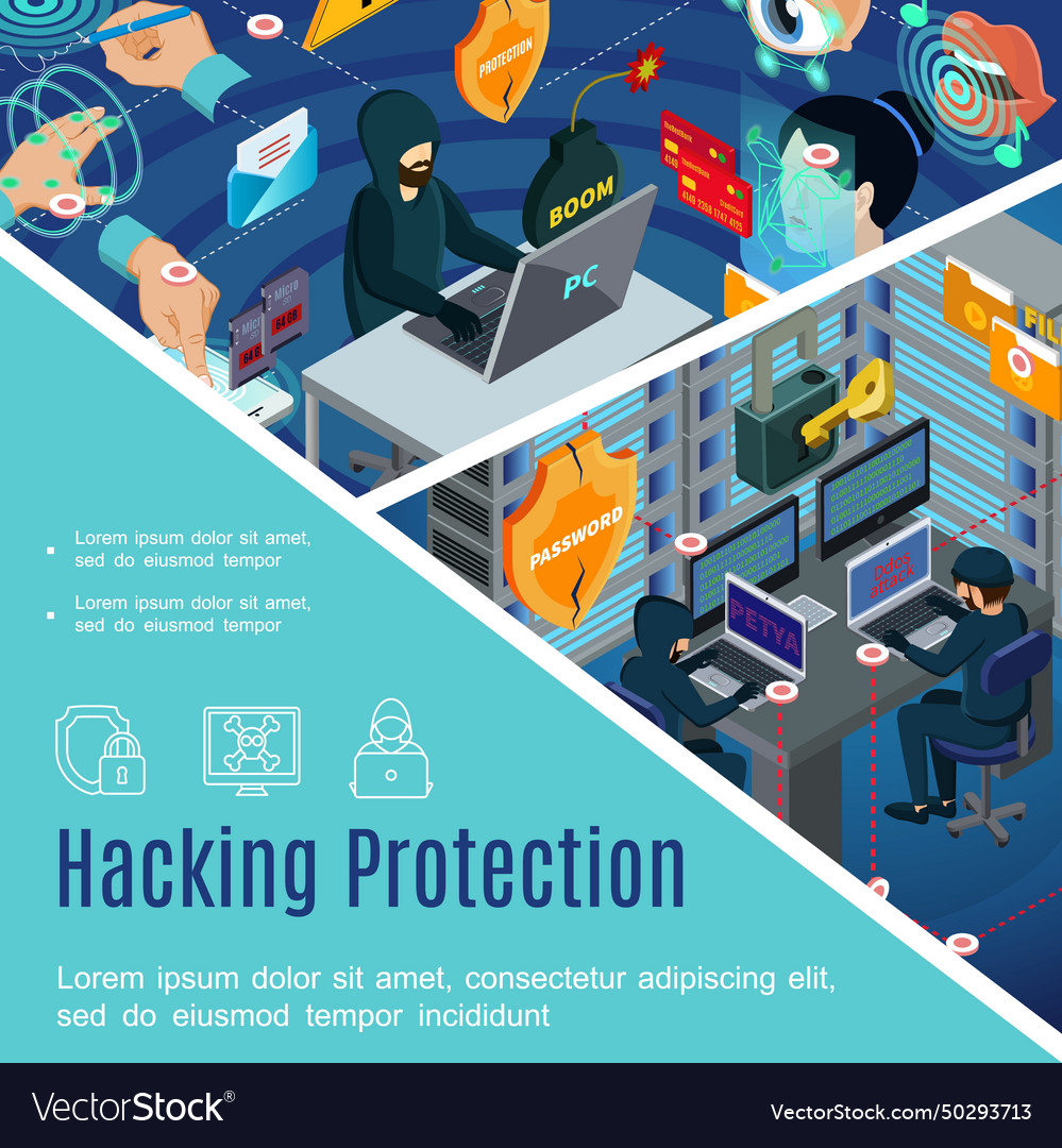 Hacking Security And Protection Template Vector Image Hacking Security And Protection Template Vector Image