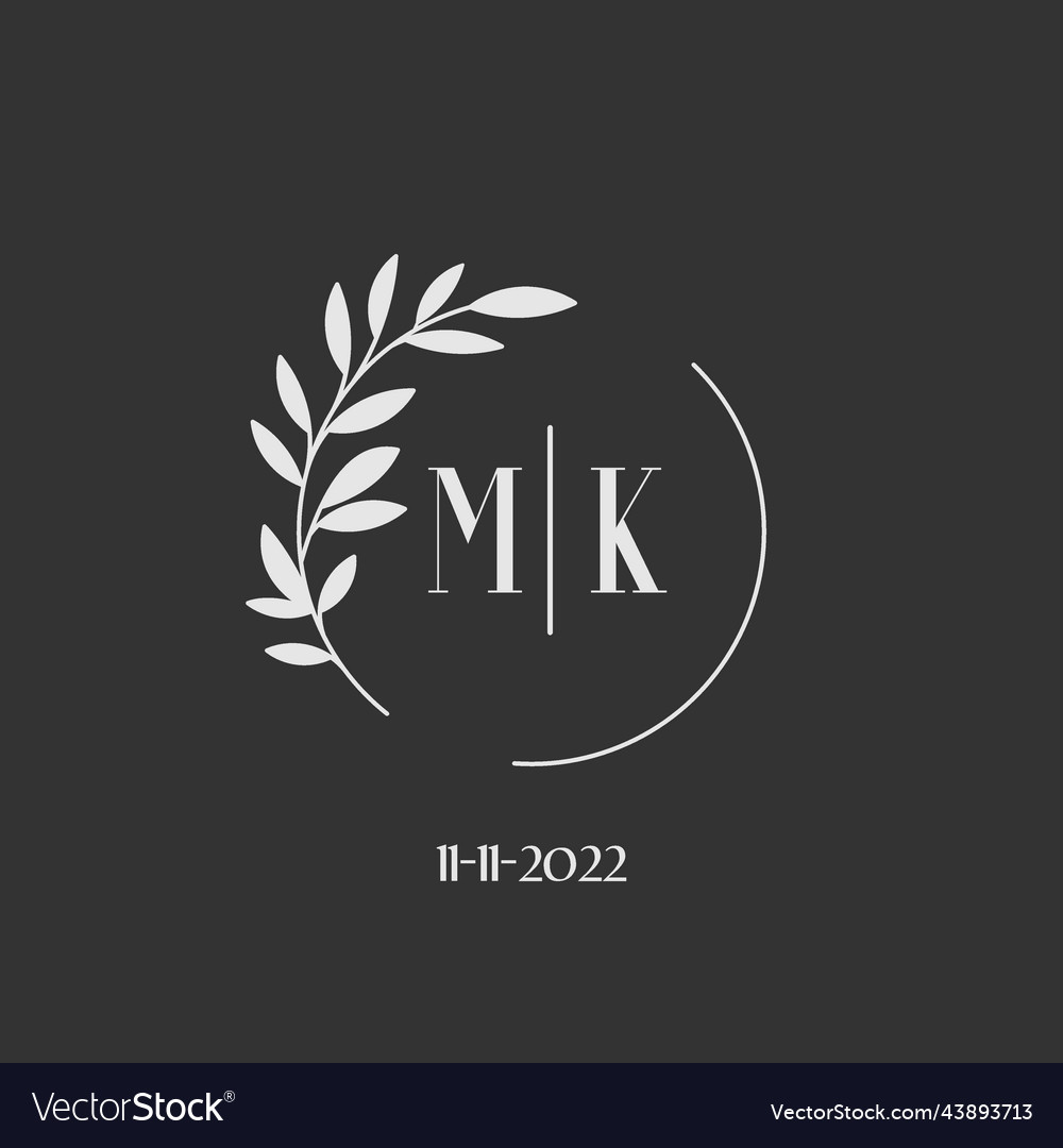 Initial letter mk wedding monogram logo design Vector Image