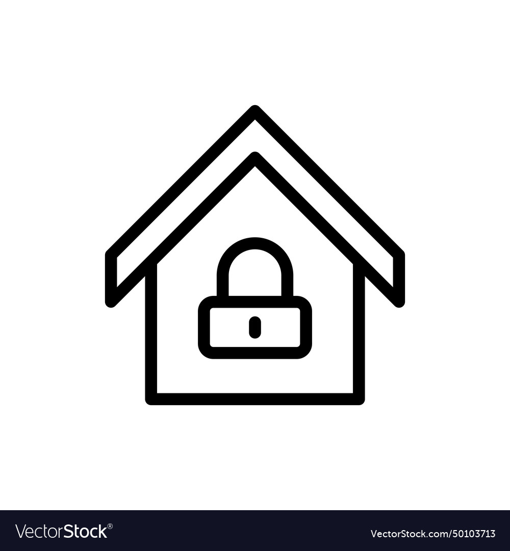 Lock house security icon with black outline Vector Image