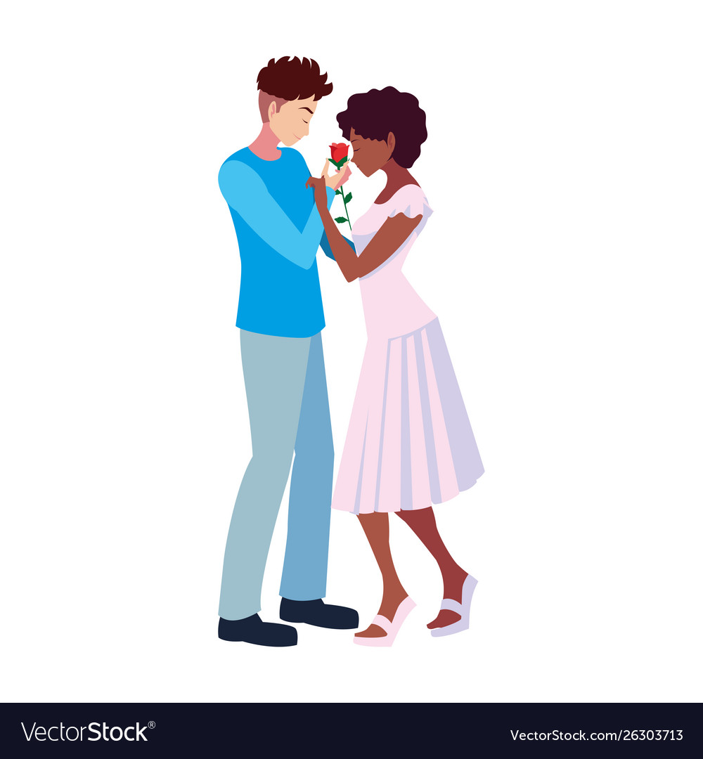 Man giving flower a woman romantic Royalty Free Vector Image