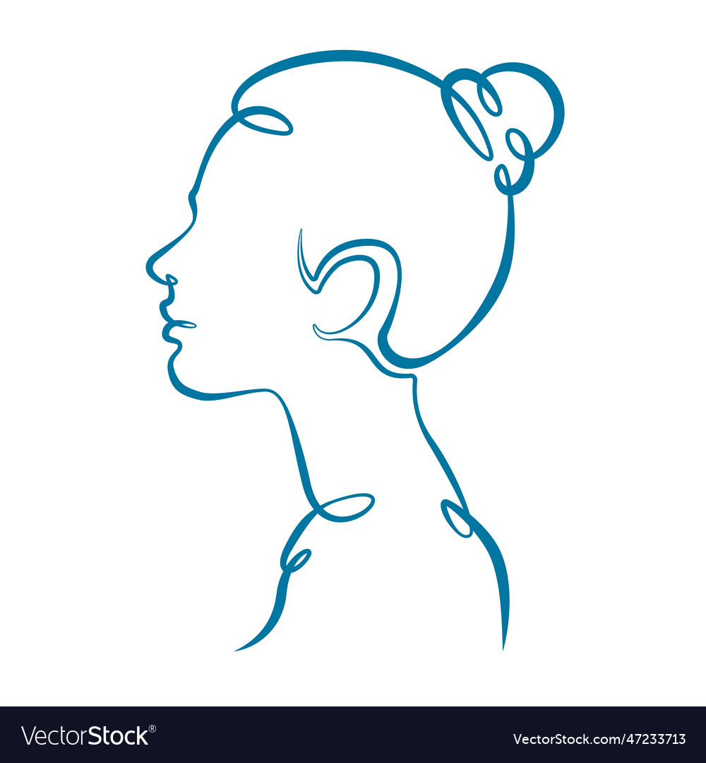 Portrait profile silhouette of a female head