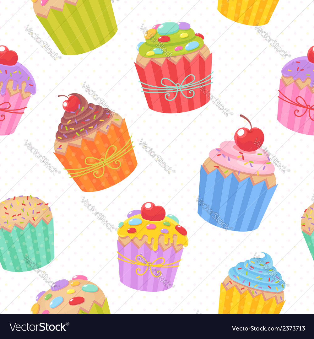 Seamless pattern with delicious muffins