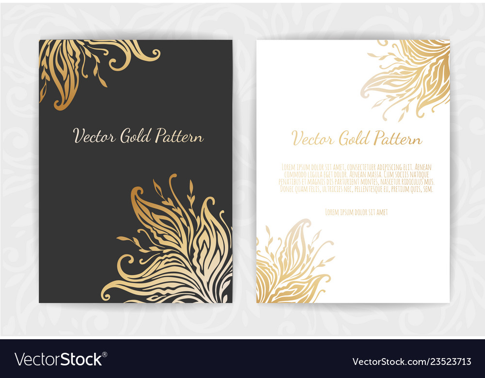 Set black and gold design templates