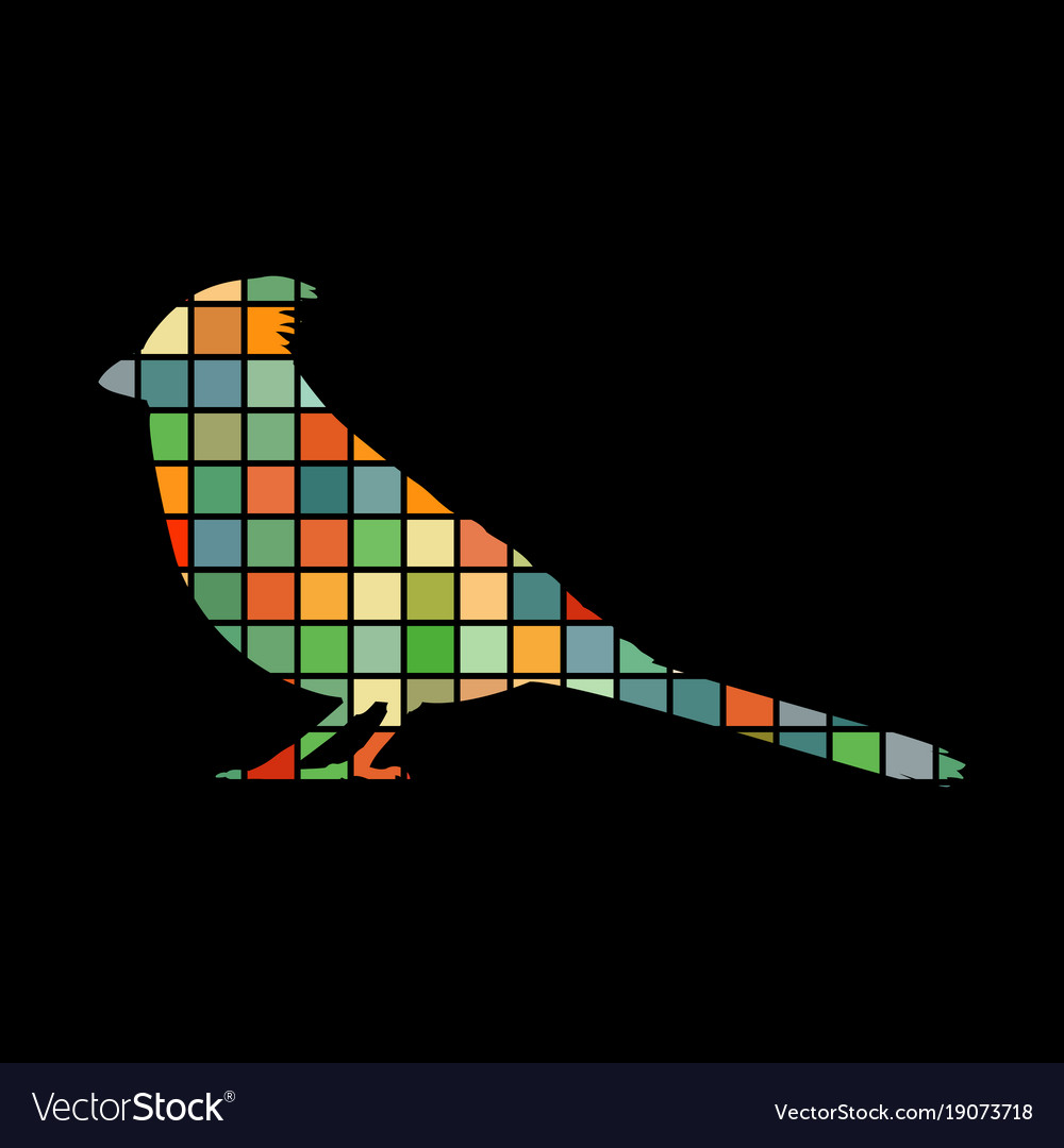 Cardinal bird mosaic color silhouette animal