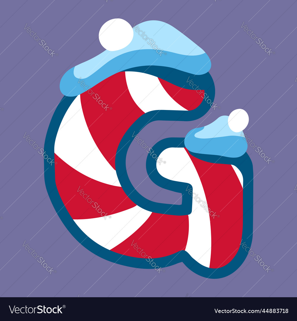 Christmas winter letter g with lolipop and snow Vector Image