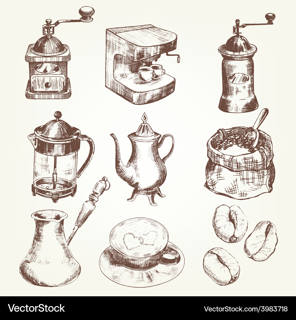 Coffee set Royalty Free Vector Image - VectorStock