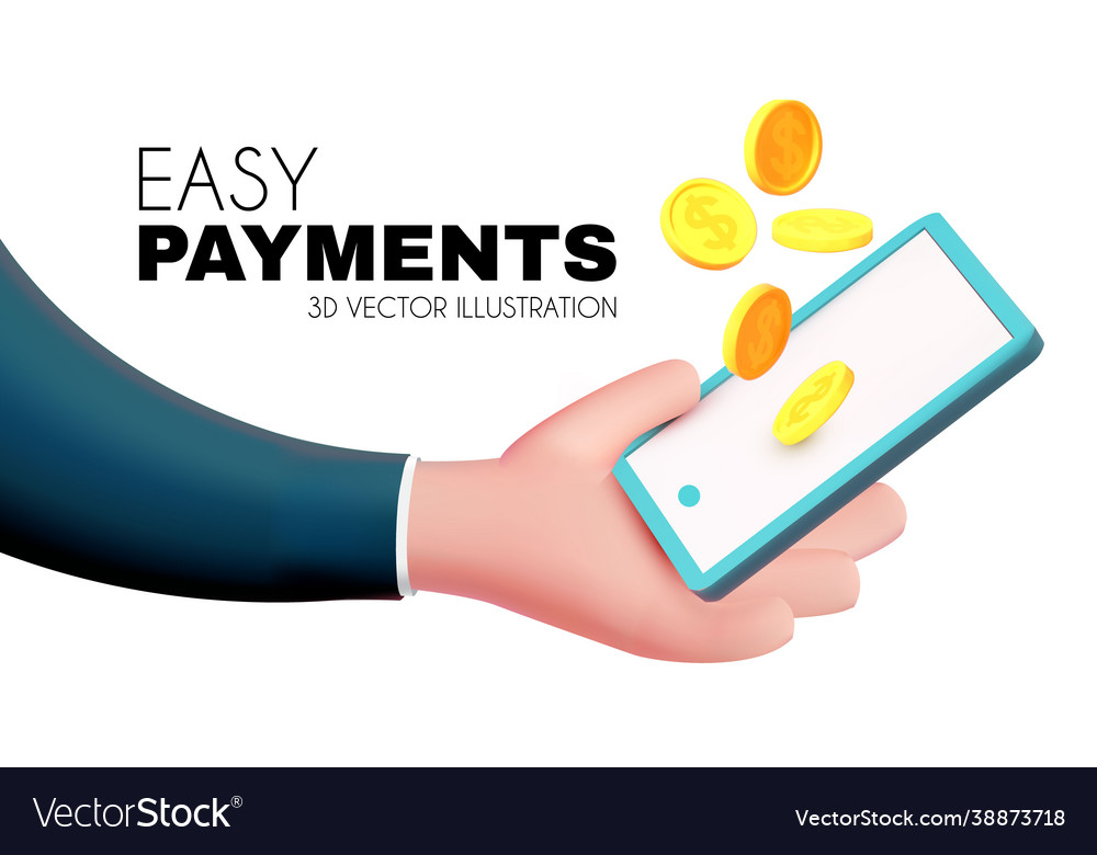 Easy online payments concept with cartoon hand Vector Image
