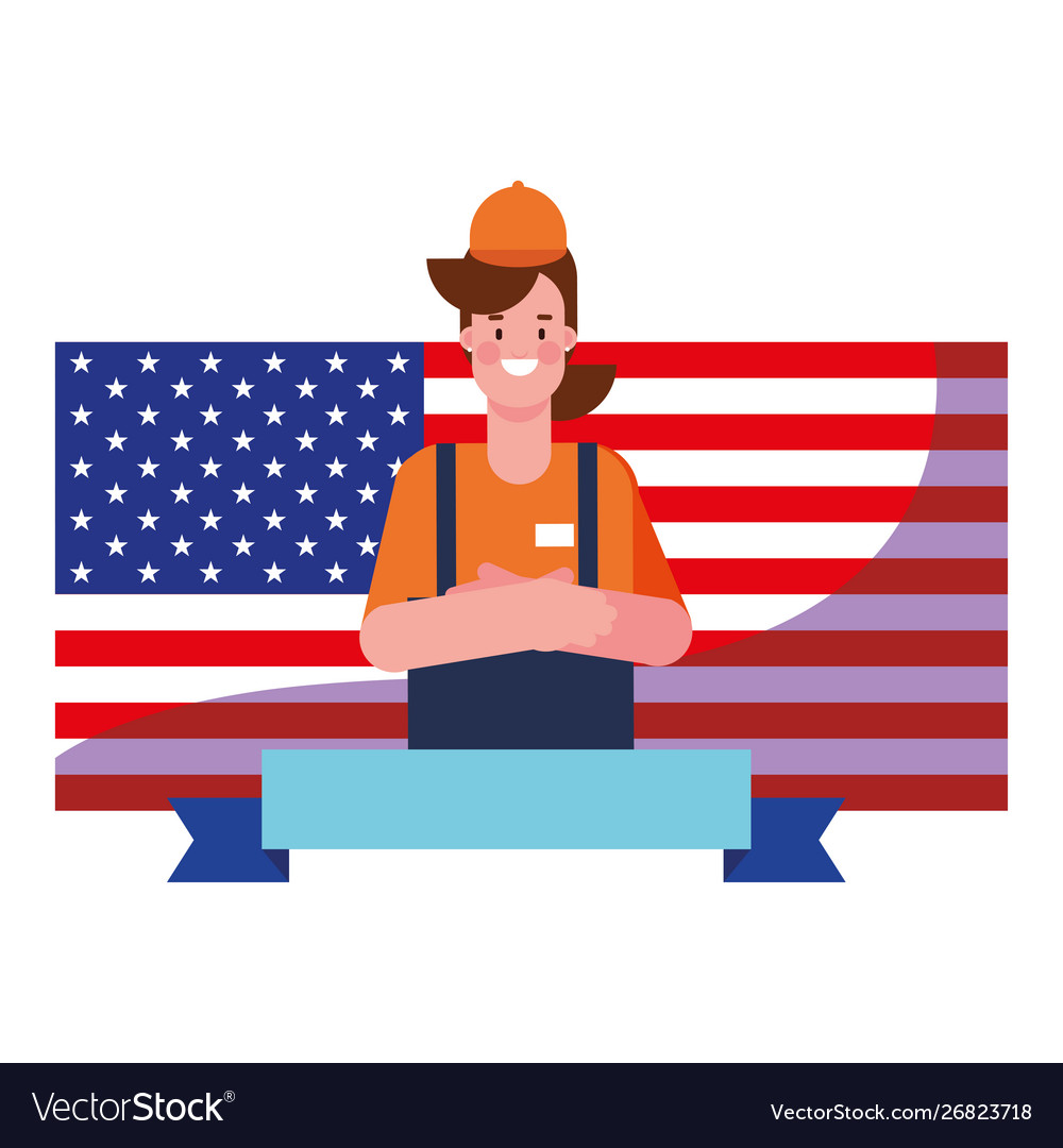 Flat design people happy labor day