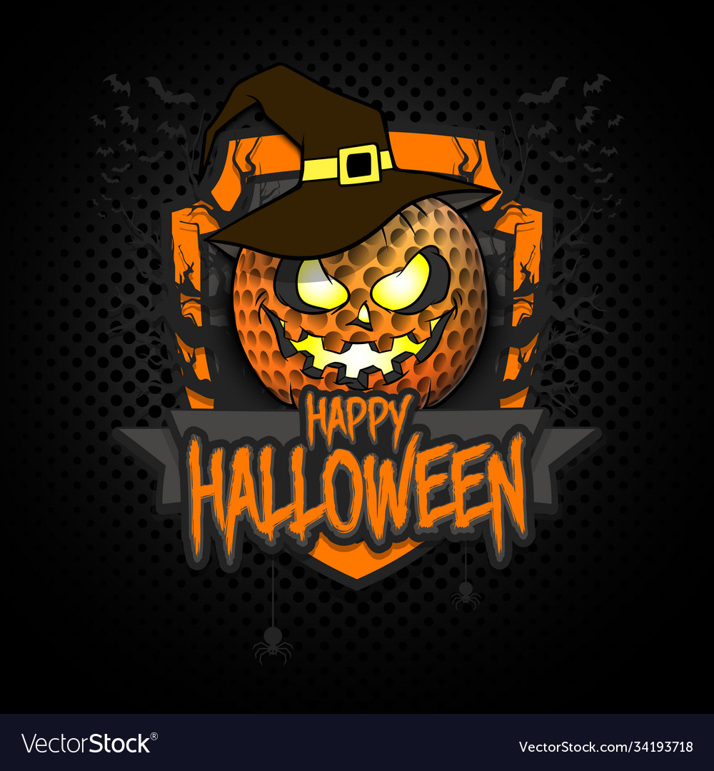 Happy halloween golf ball pumpkin Royalty Free Vector Image