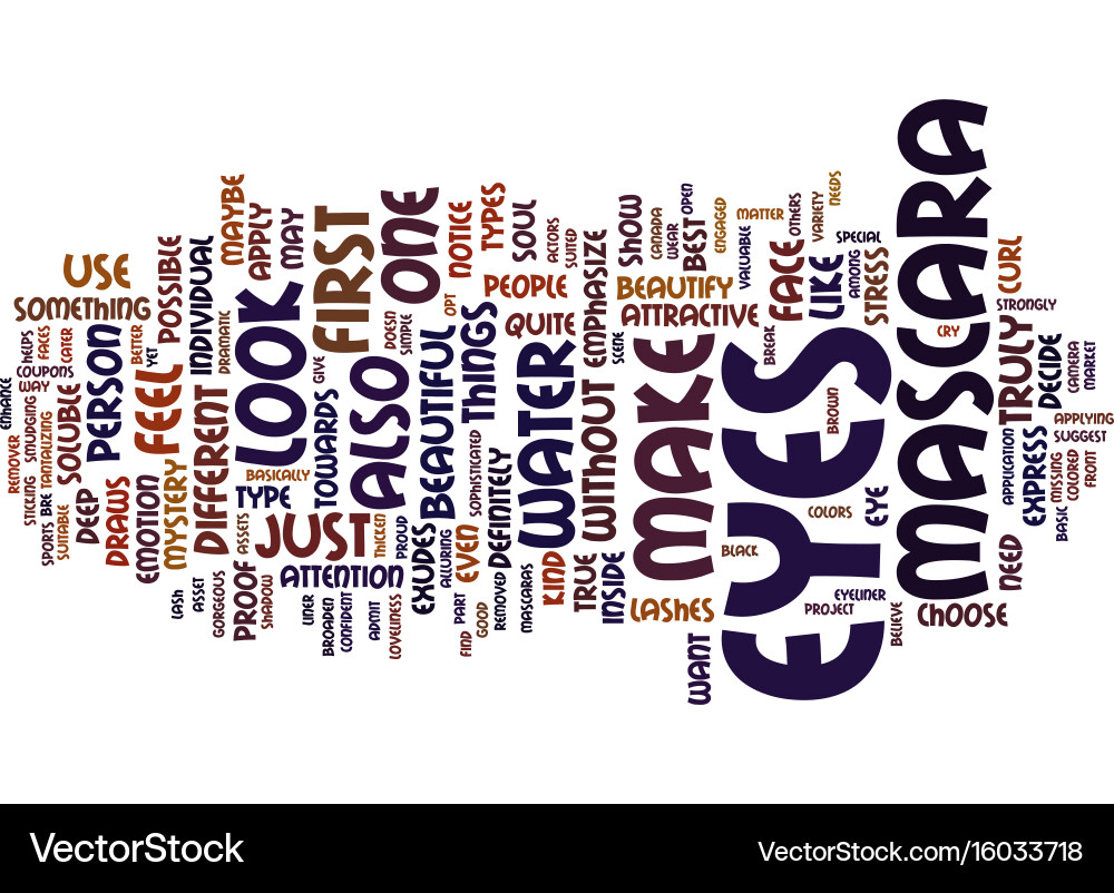 Mascara for beautiful eyes text background word Vector Image