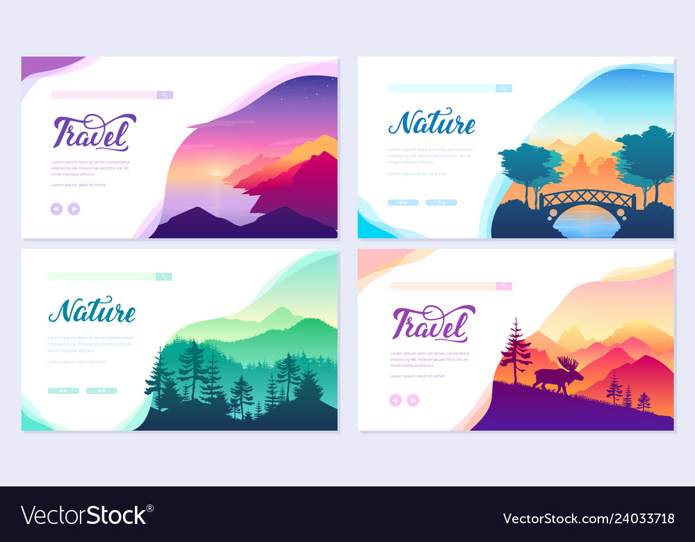 Nature brochure cards set ecology template