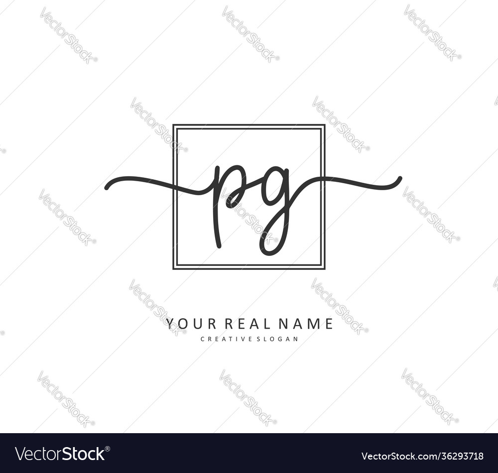 Pg initial letter handwriting and signature logo