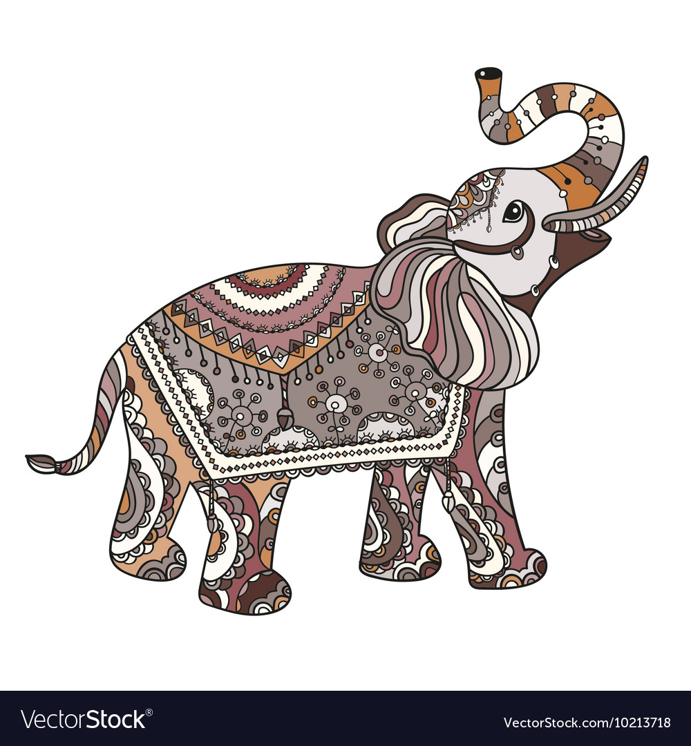 stylized fantasy patterned elephant royalty free vector