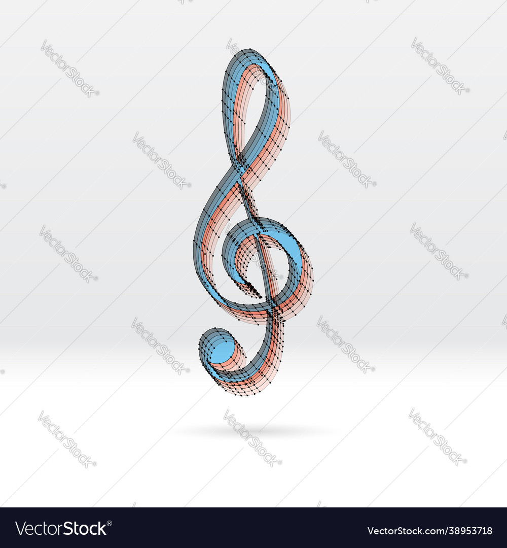 Transparent music key with dotted scheme Vector Image