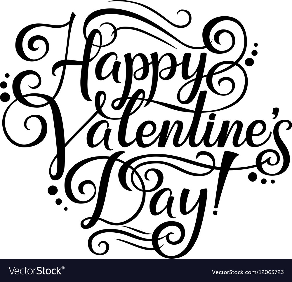 Happy Valentines Day Lettering Greeting Card Vector Image