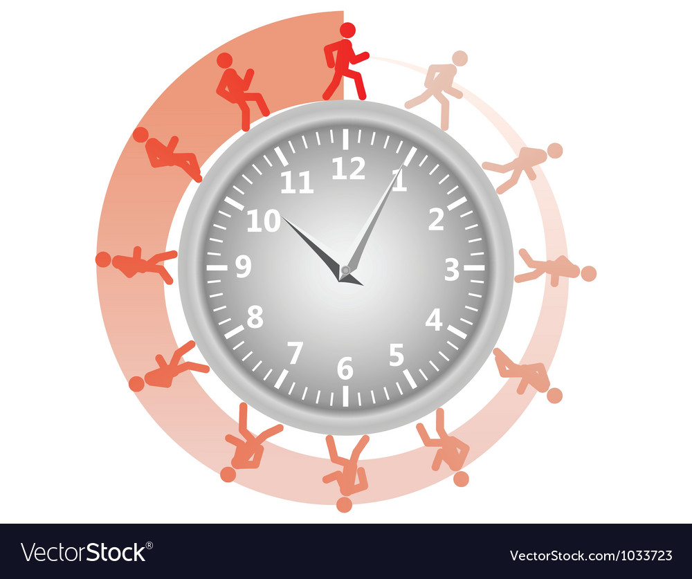 Man running around clock