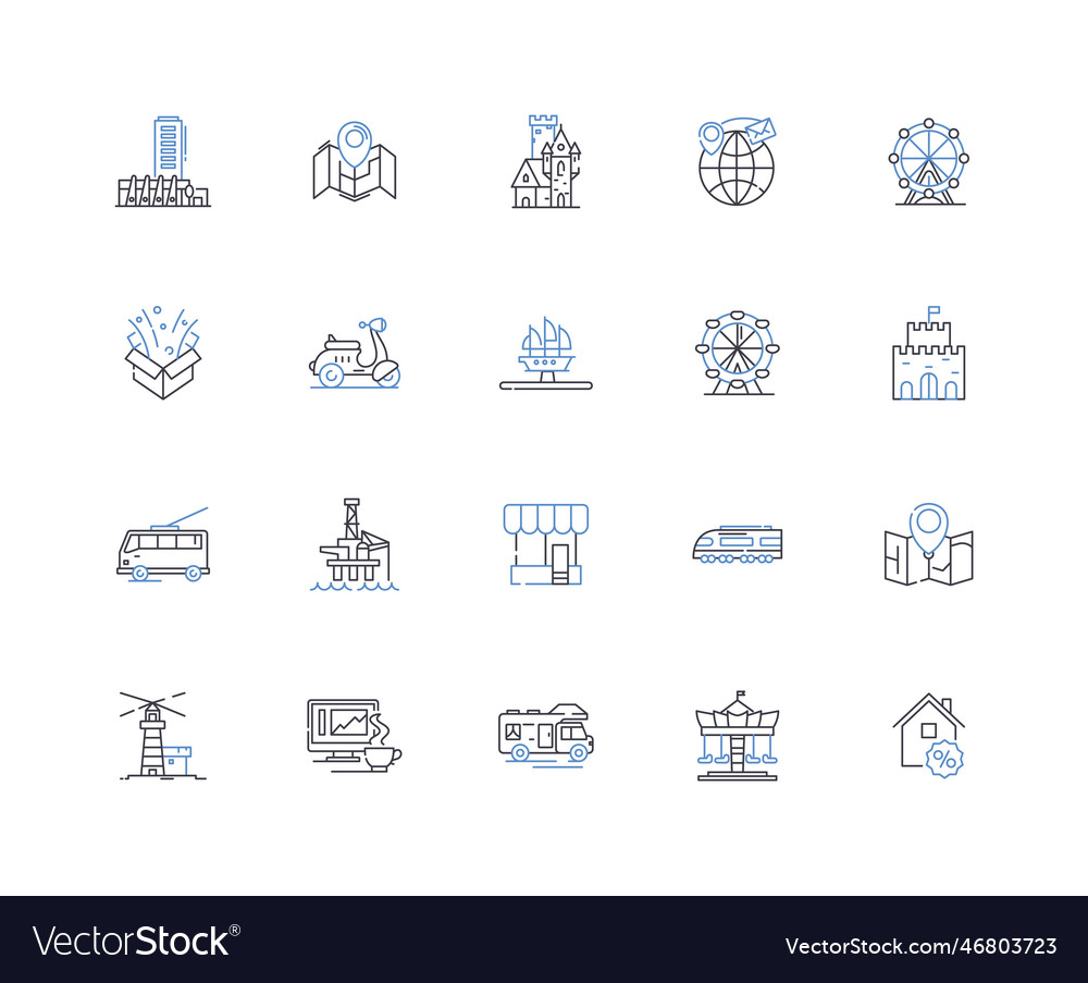 Megalopolis Line Icons Collection Metropolis Vector Image