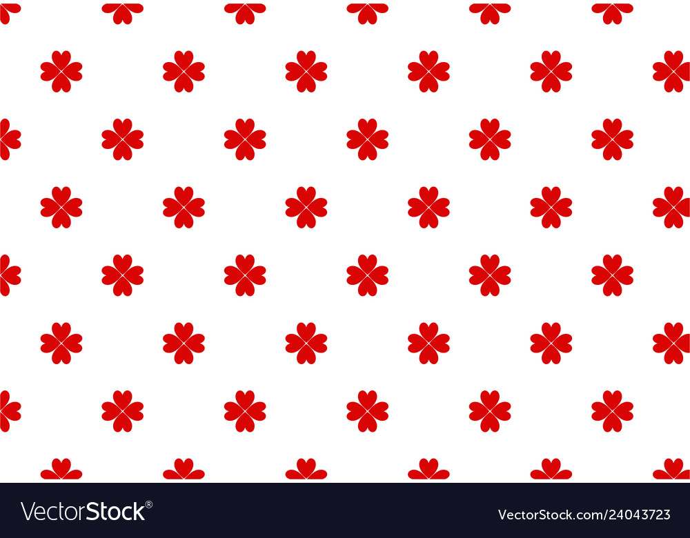 Red four-leaf clover pattern for st patrick day