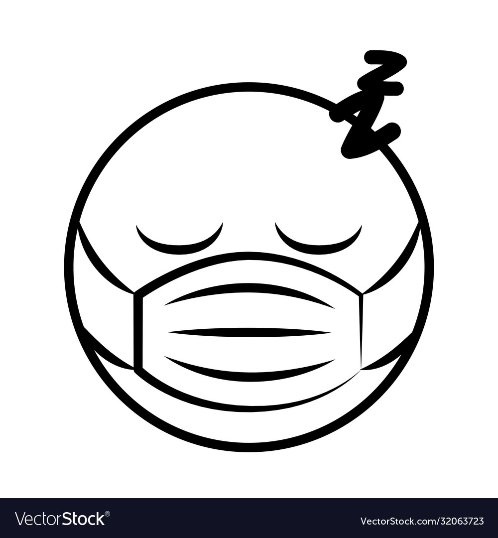 Sleeping emoticon with medical mask coronavirus