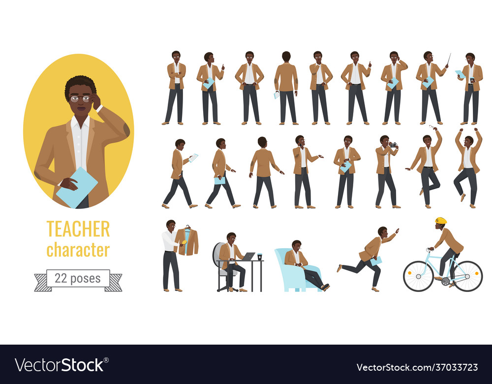 Stylish black african american man teacher poses
