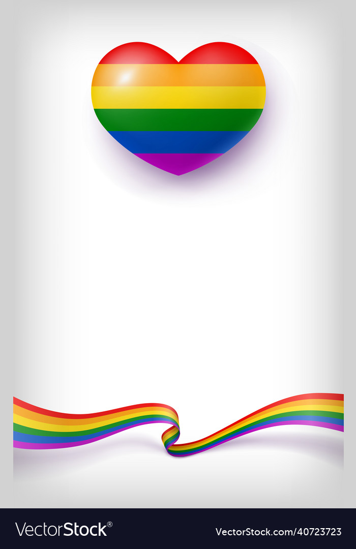 Waving flag and heart of lgbt pride card template