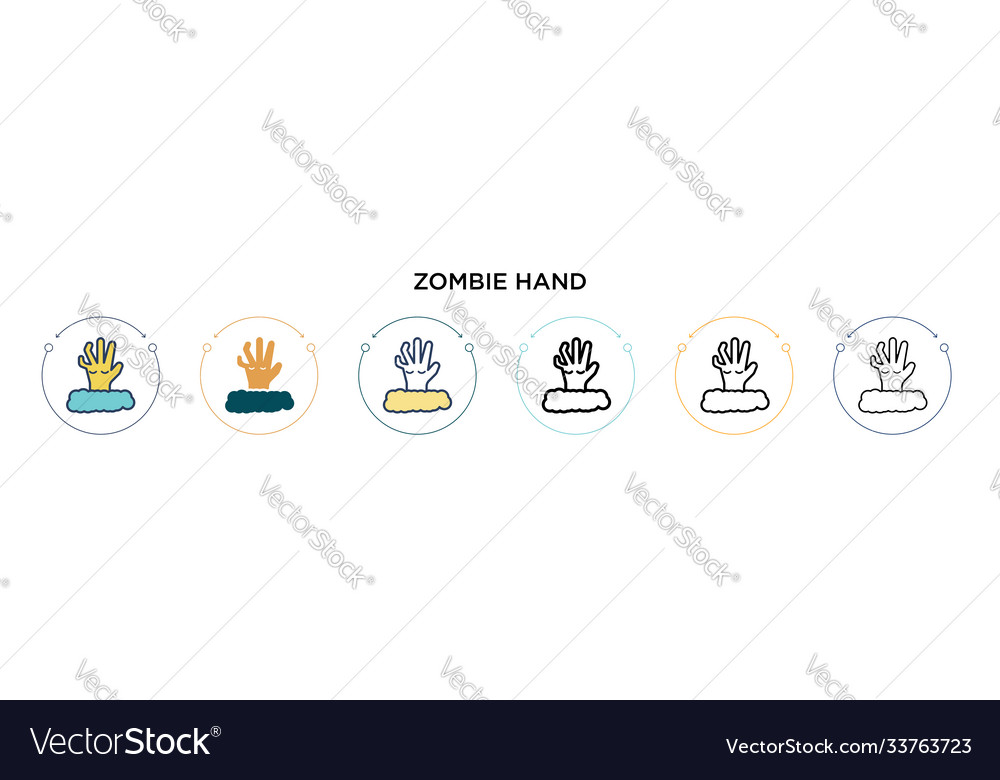 Zombie hand icon in filled thin line outline