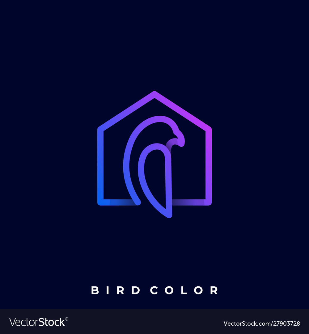 Bird with house line art template