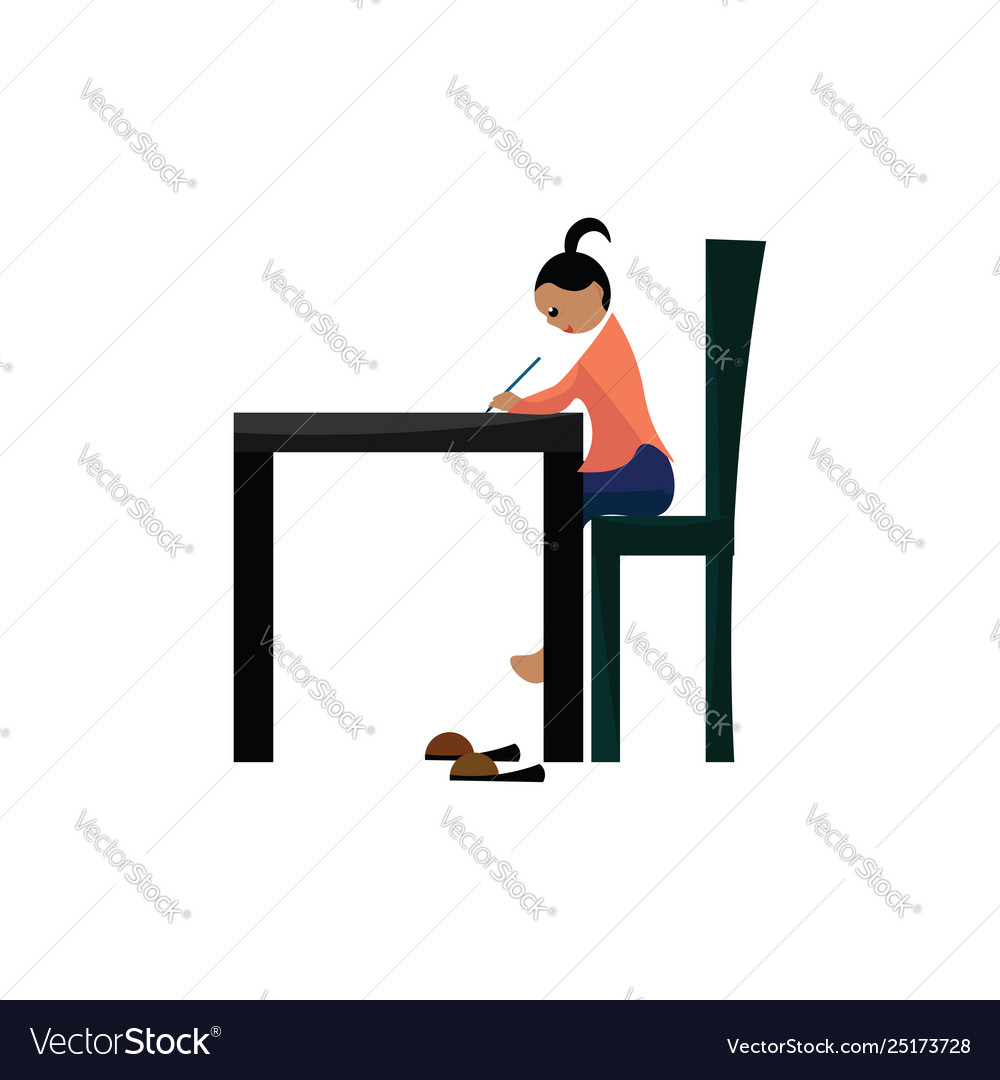 Clipart ein Mädchen sitzt auf langem Stuhl