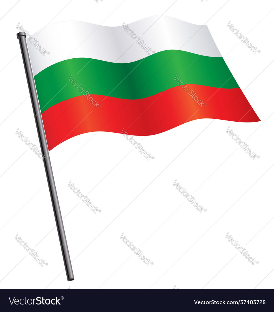 Flying bulgarian flag bulgaria on flagpole silk Vector Image