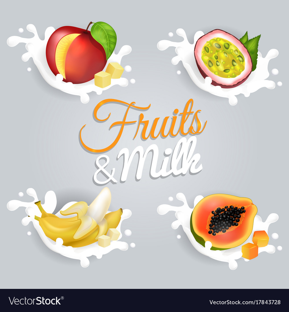 Fruits and milk set