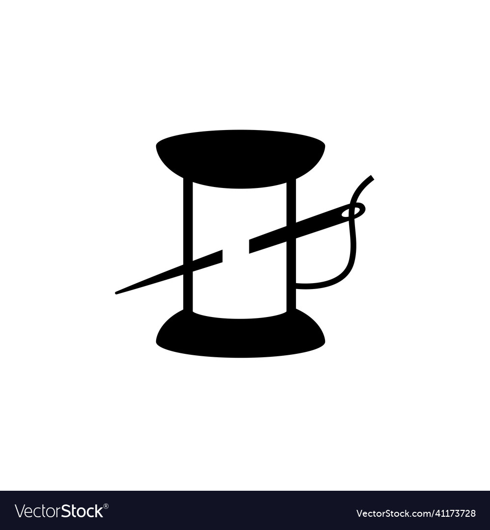 Needle and thread icon isolated on white Vector Image