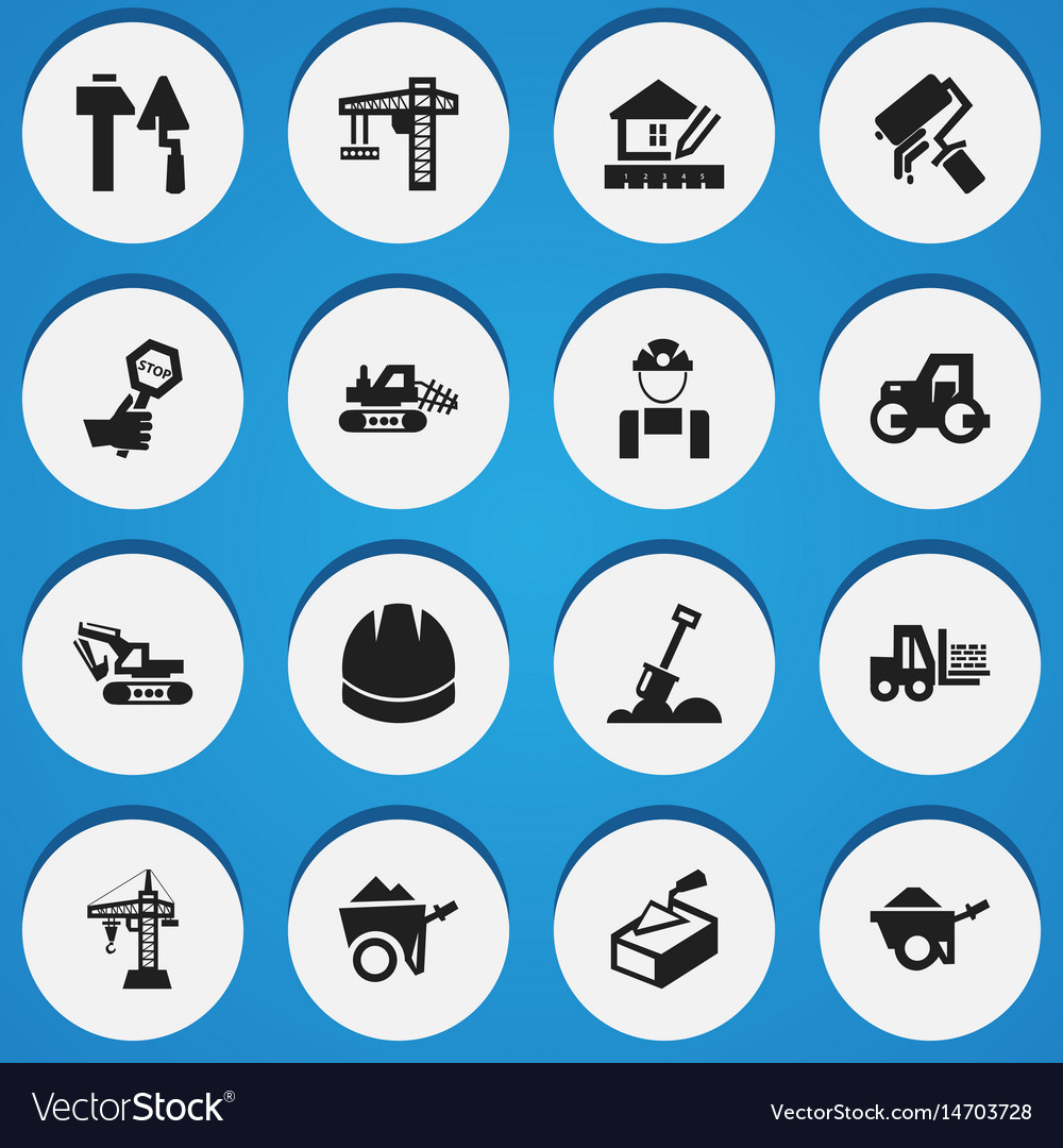 Set of 16 editable building icons includes