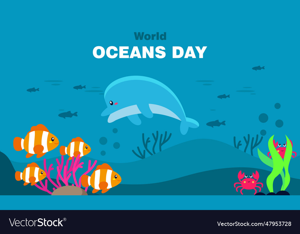 World ocean day cartoon