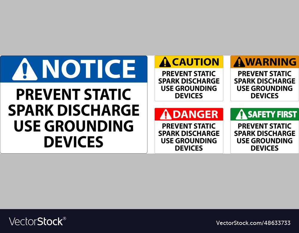 Caution sign prevent static spark discharge use Vector Image