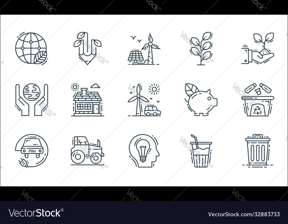 Environment and eco line icons linear set quality