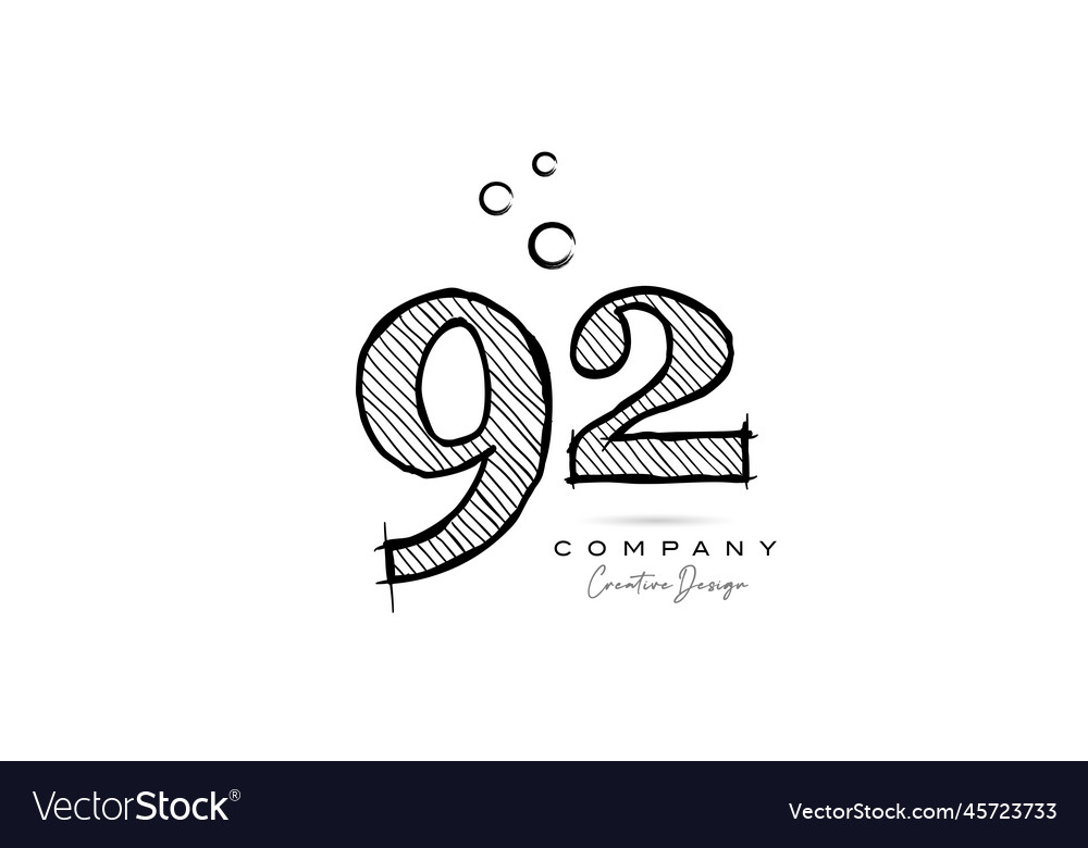 Hand drawing number 92 logo icon design