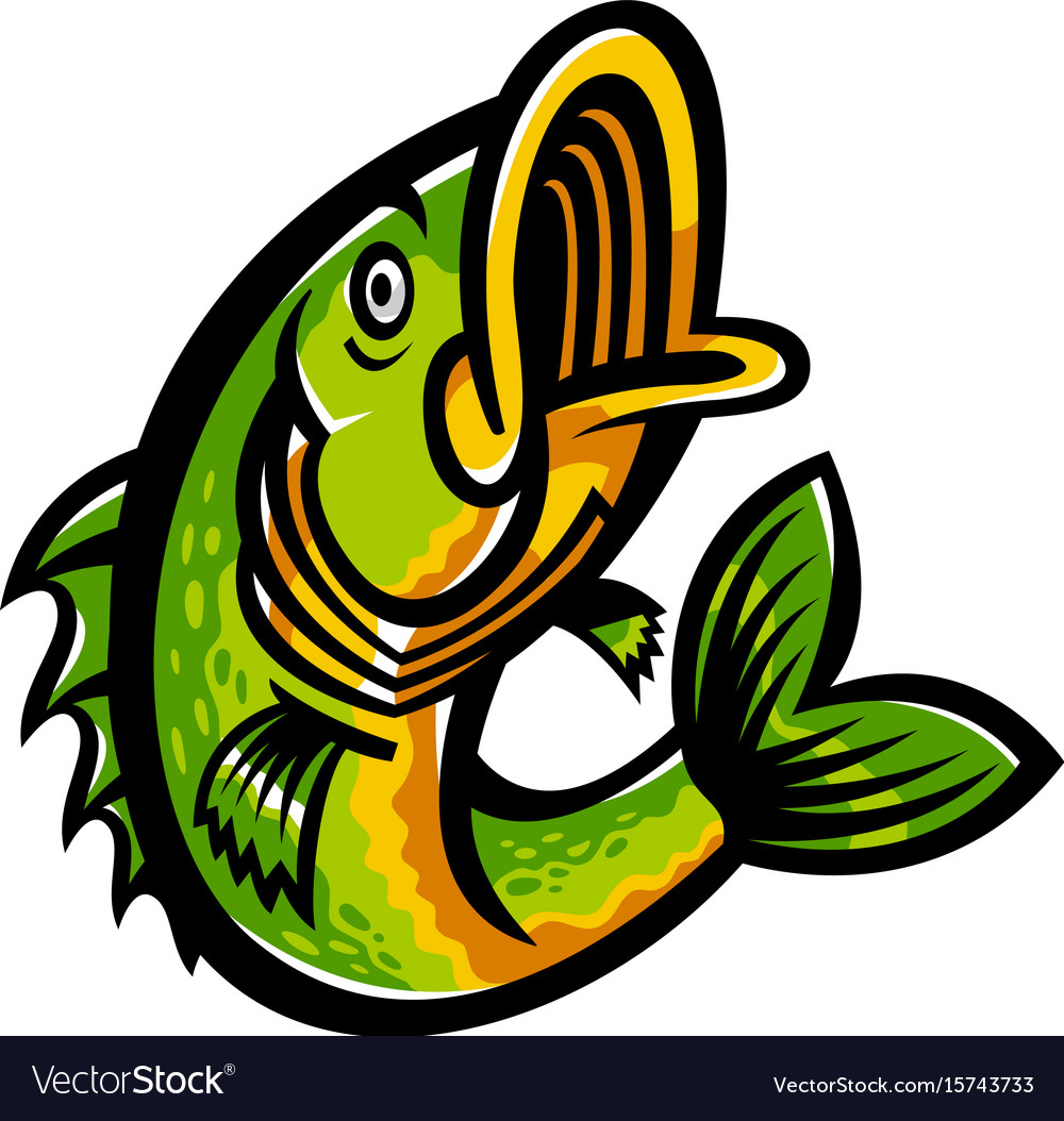 Download Jumping bass fish icon Royalty Free Vector Image