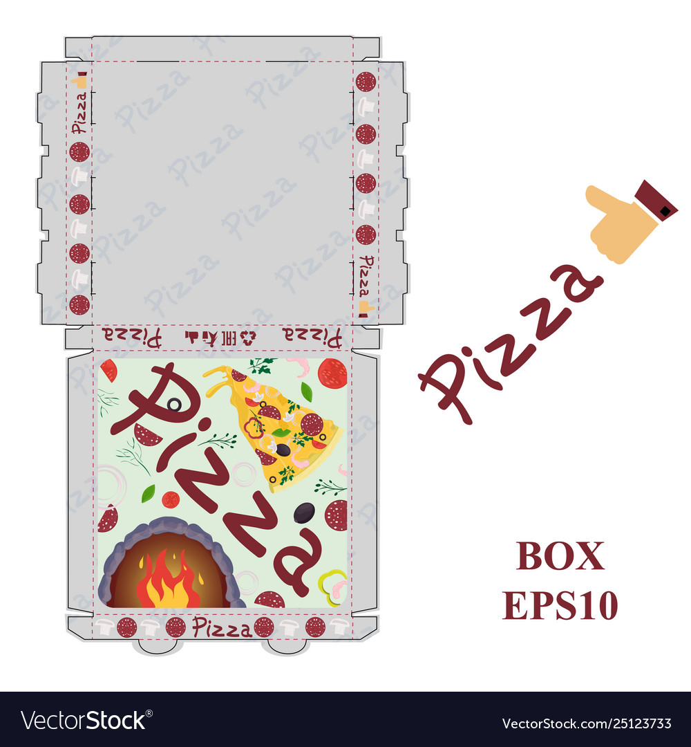 Ready To Print 12 Pizza Food Packaging Box Layout Vector Image