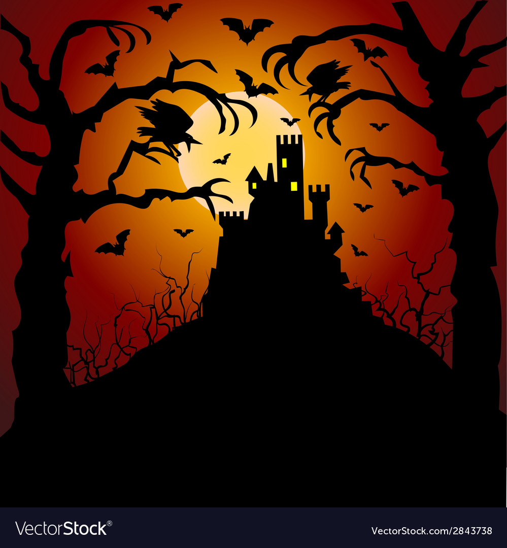 Castle cemetery and raven Royalty Free Vector Image