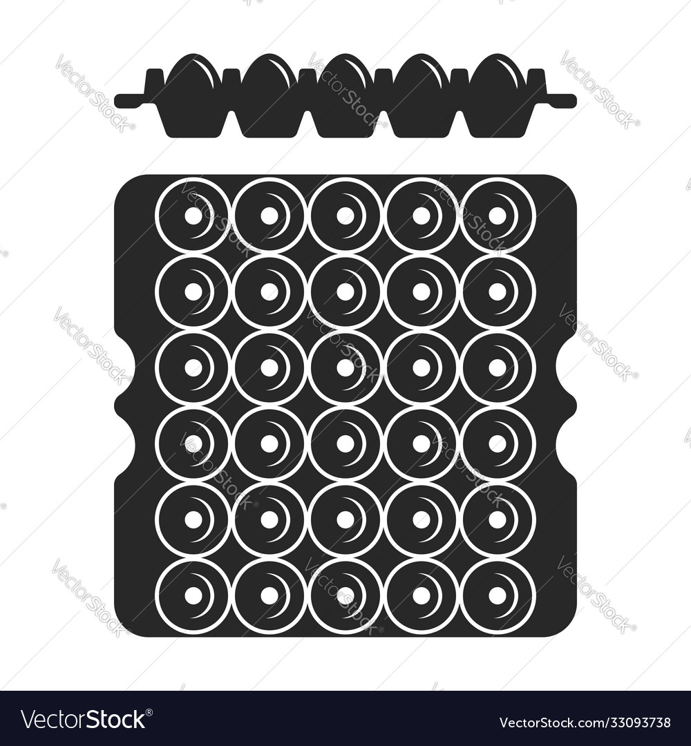 Eggs tray for 30 pieces top and side view black vector image Eggs tray for 30 pieces top and side view black