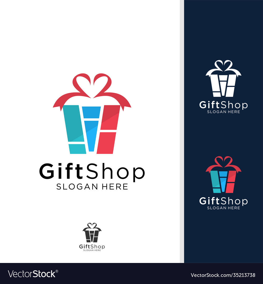 Gift shop logo design concept template Royalty Free Vector