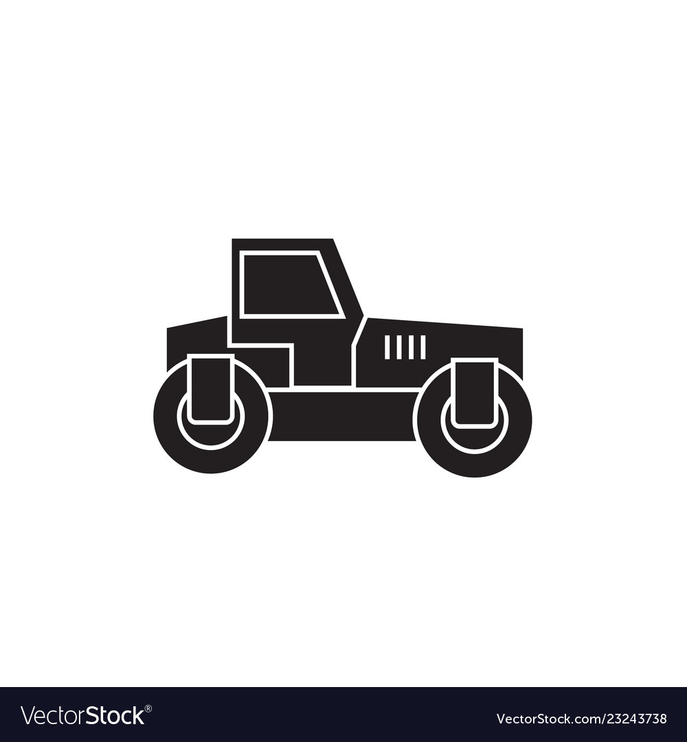 Road roller black concept icon Royalty Free Vector Image