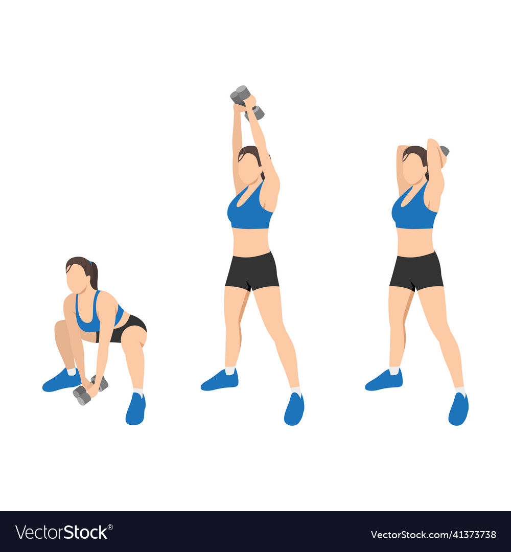 Woman doing squat with overhead tricep exercise Vector Image