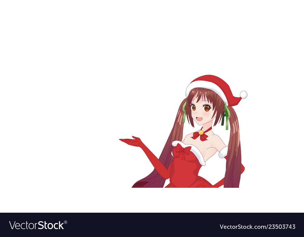 Anime manga girl dressed in santa claus costume