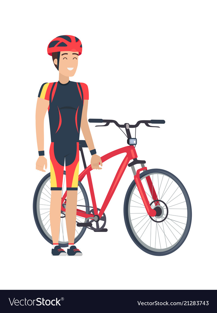 Bicycle and man with helmet Royalty Free Vector Image