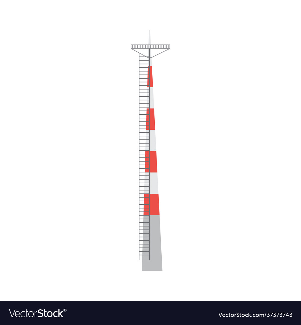 Cartoon telecommunication broadcasting tower flat