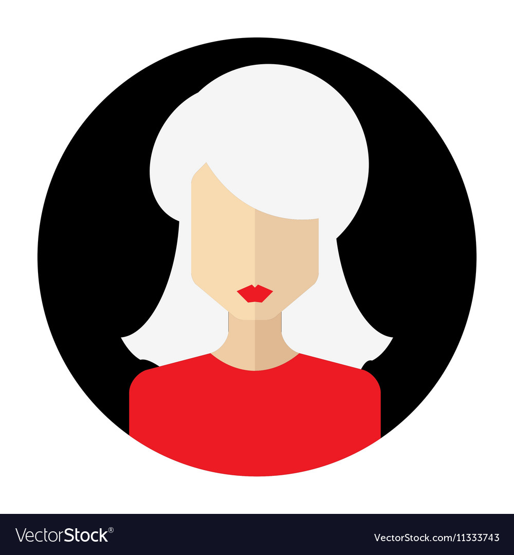 Female face avatar round flat icon with women